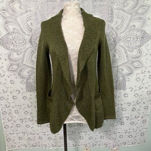 Nwt $54 Bke Buckle Studded Stud Pocket Dark Green Open Knit Sweater Cardigan L